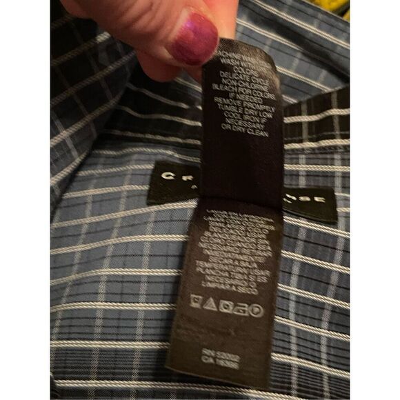 Crazy Horse Mens White & Black Grid Print Long-Sleeve Button-Down Shirt Large - Picture 13 of 16